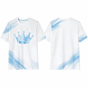 White and Sky Blue Classic Fit Cotton T-Shirt