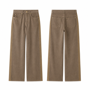 Brown and Gold Slim Fit Casual Pants