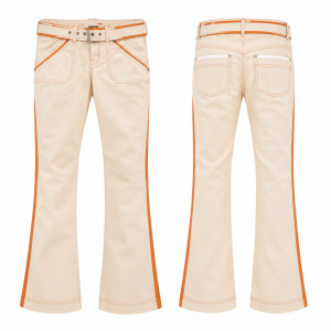 Orange and White Straight Leg Pants