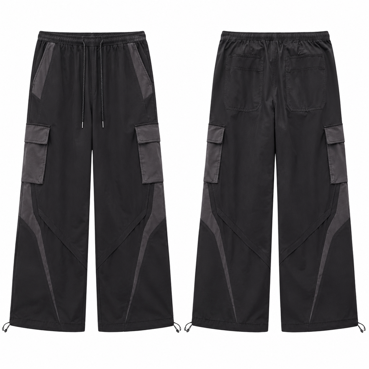 Black and Grey Relaxed Fit Pants
