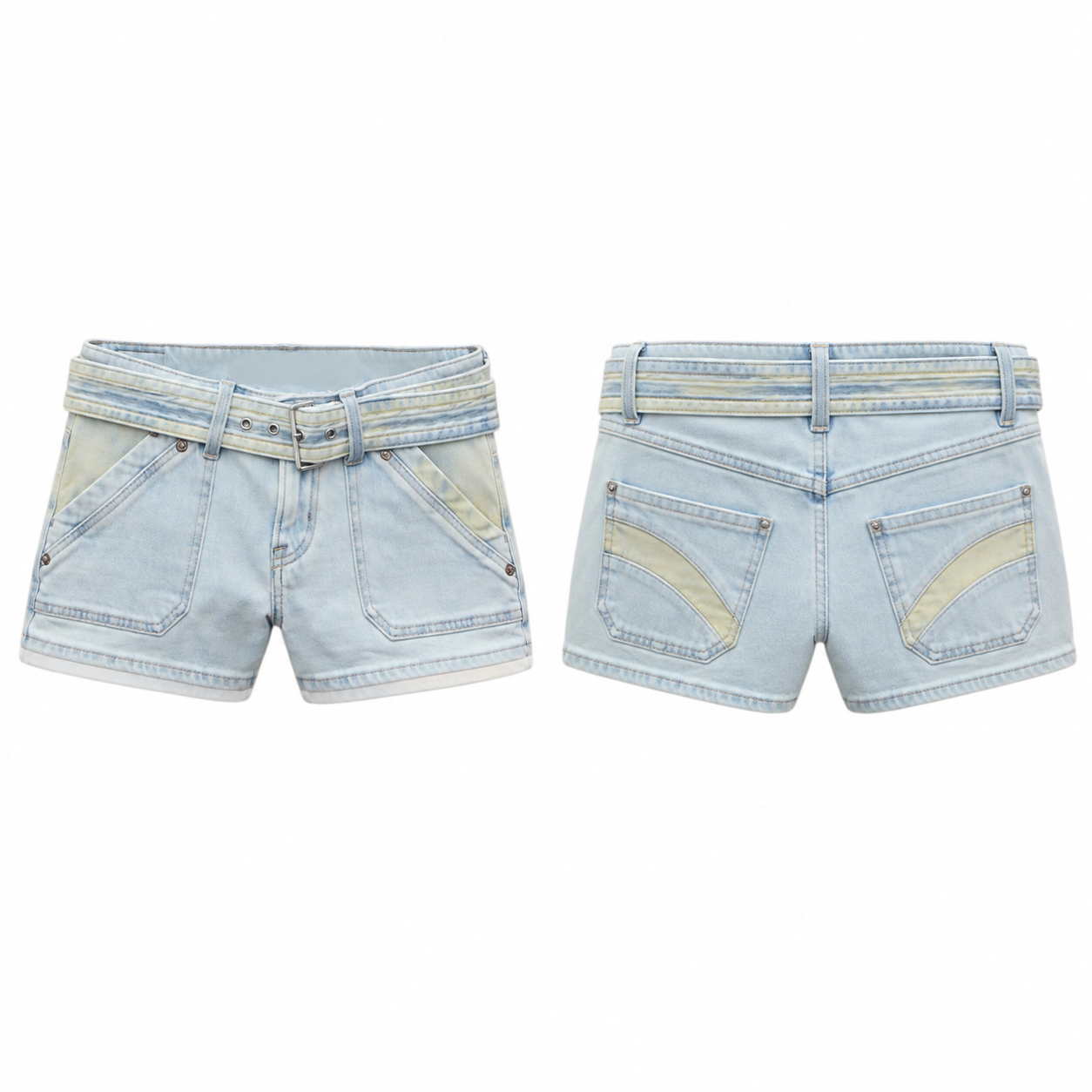 Yellow and Blue Slim Fit Stretch Pants