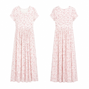 White and Pink Floral Wrap Dress