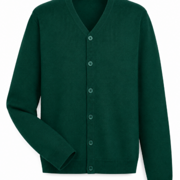 Dark Green Button Front V-Neck Cardigan Knit Sweater