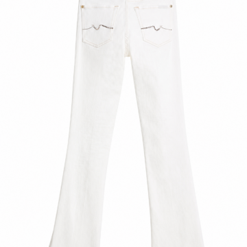 White Tailored Flare Jeans with Zigzag Stitching