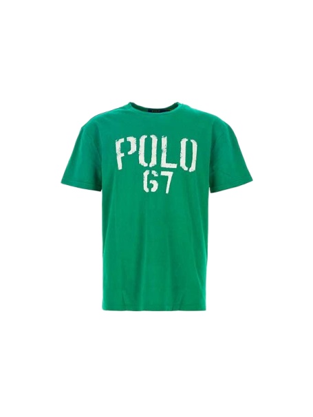 Green Short-Sleeve T-Shirt with White Chest Graphic