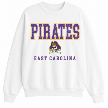 White Crewneck Sweatshirt with Varsity-Style Graphic
