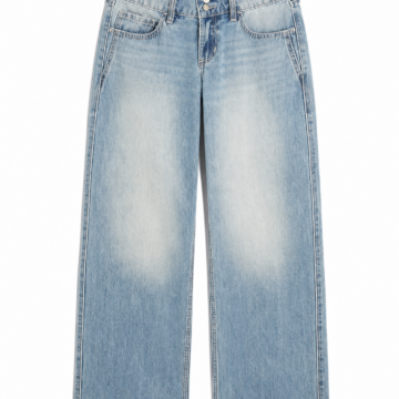 Light Wash High-Rise Wide-Leg Jeans with Double Button