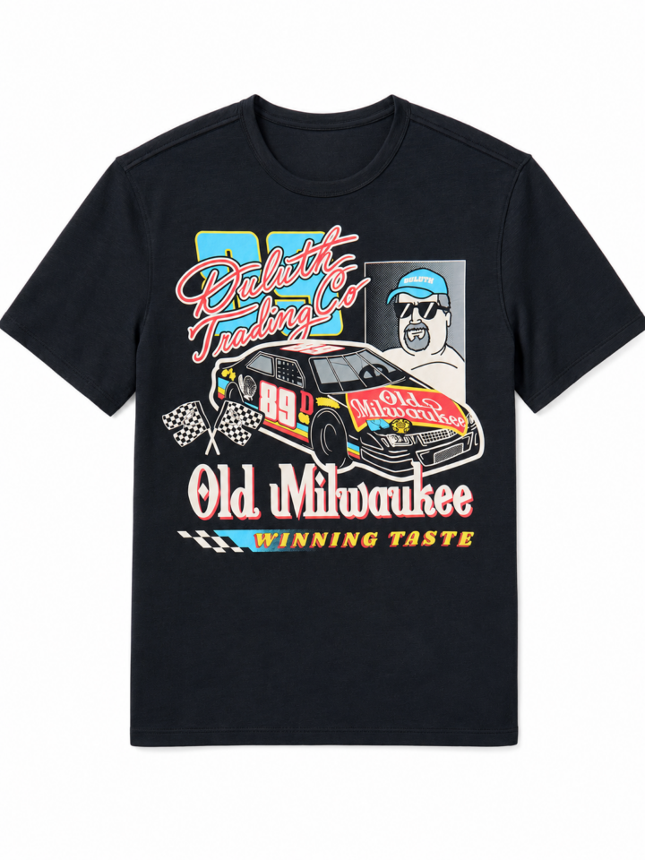 Black Retro Racing Graphic T-Shirt with Vintage Car Print