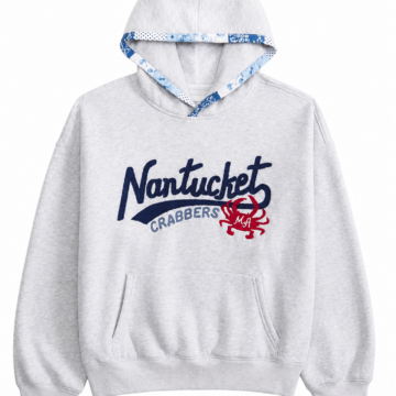 Heather Gray Graphic Hoodie with Crab Print