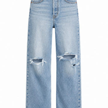 Light Wash Distressed Straight-Leg Jeans