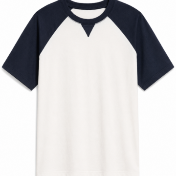 Cream and Navy Raglan T-Shirt