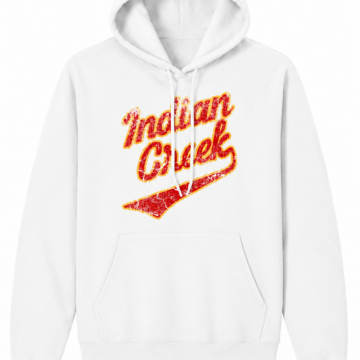 White Pullover Hoodie with Red Graphic