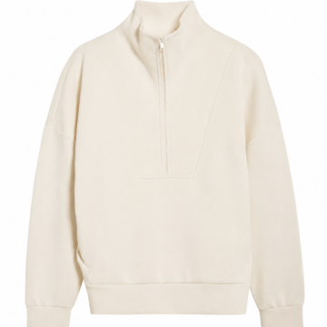 Off-White Relaxed Fit Quarter-Zip Pullover Sweater