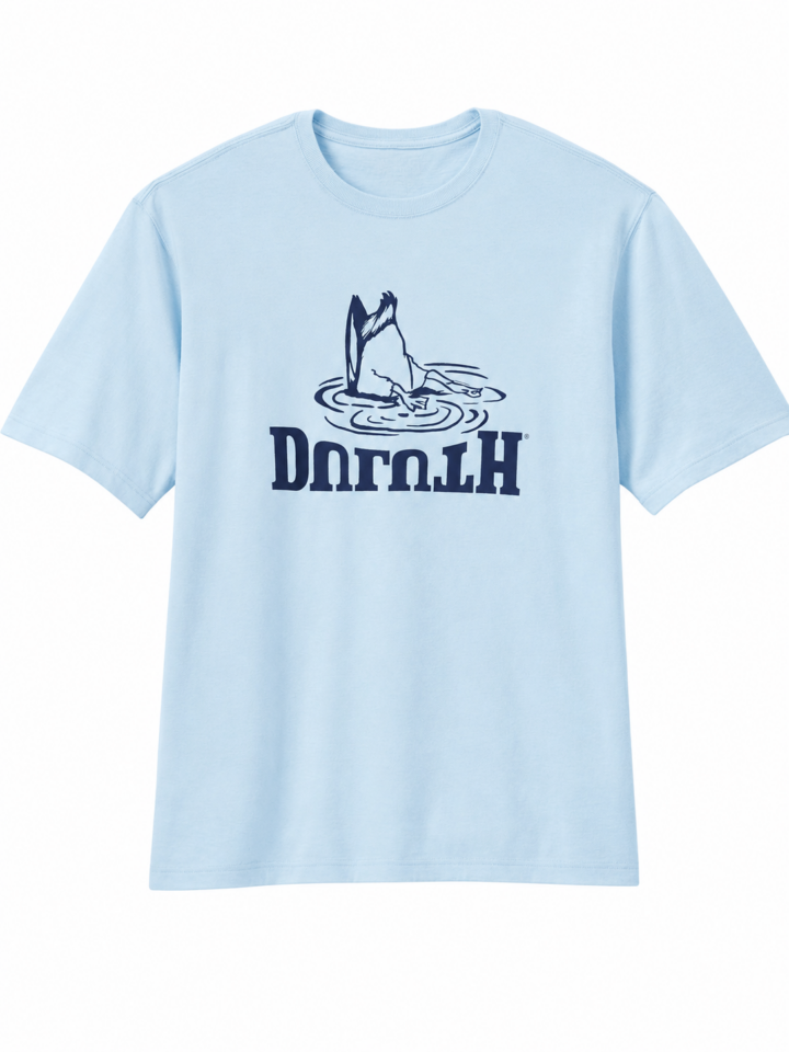 Light Blue Crew Neck Short-Sleeve T-Shirt with Shark Graphic