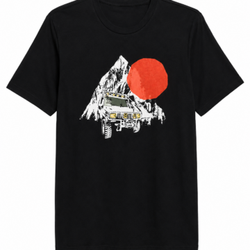 Black Relaxed Fit Graphic T-Shirt with Off-Road Vehicle Print