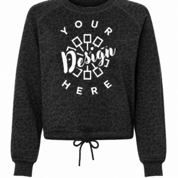 Dark Charcoal Leopard Print Drawstring Sweatshirt