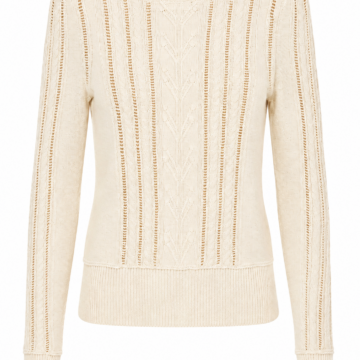 Off-White Slim Fit Cable Knit Crewneck Sweater