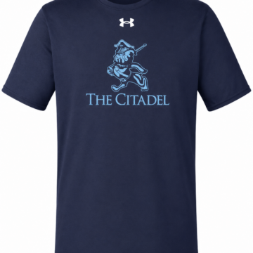 Navy Crewneck Graphic T-Shirt with Mascot Print