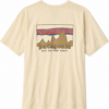 Light Beige Crewneck Graphic T-Shirt with Mountain Silhouette Print