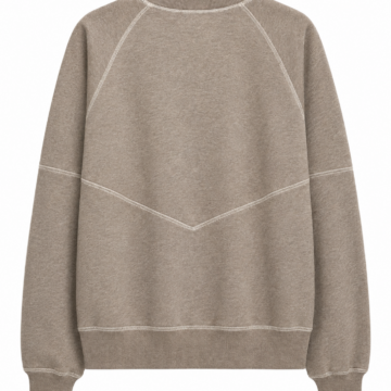 Heather Taupe Pullover Sweater with Contrast Stitching