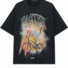Faded Black Oversized Graphic Tee with Bicycle Art