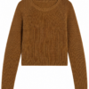 Medium Brown Cropped Crew Neck Ribbed Sweater