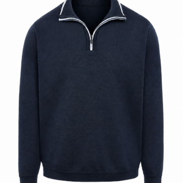 Navy Blue Quarter-Zip Mock Neck Sweater
