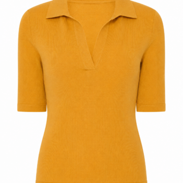 Mustard Yellow Slim Fit Short-Sleeve Polo Sweater