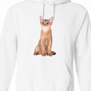 White Relaxed Fit Cat Graphic Pullover Hoodie