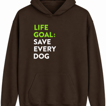 Dark Brown Pullover Hoodie with Bold Slogan Print