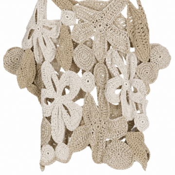 Cream and Beige Sleeveless Crochet Top