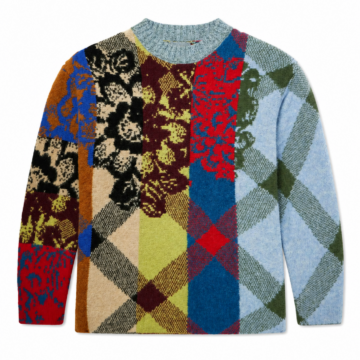 Multicolor Patchwork Argyled Crewneck Sweater