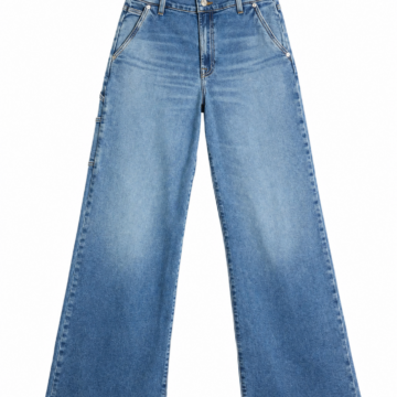 Medium-Wash Blue High-Rise Wide-Leg Jeans