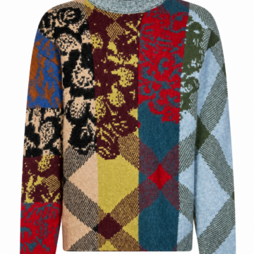 Multicolor Patchwork Argyle Crewneck Sweater