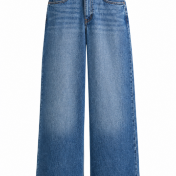 Medium Blue Wide-Leg High-Rise Jeans with Fading