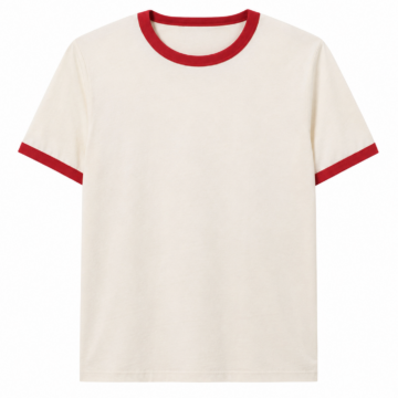 Cream Red Ringer T-Shirt - Classic Retro Style