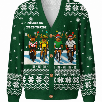 Green Fair Isle Snowflake Cardigan Sweater with Reindeer Graphic