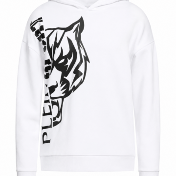 White Graphic Tiger Pullover Hoodie
