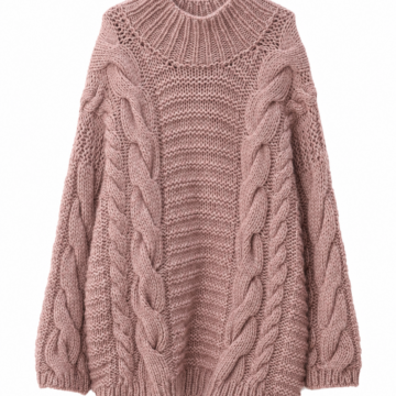 Dusty Pink Oversized Cable-Knit Sweater