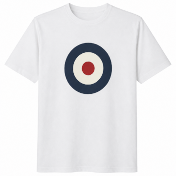 White Short-Sleeve Crewneck T-Shirt with Circular Graphic