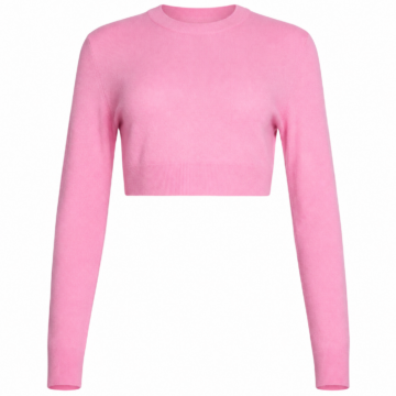 Light Pink Slim Fit Cropped Long Sleeve Sweater
