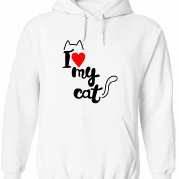 White 'I Heart My Cat' Typographic Pullover Hoodie