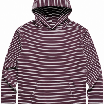 Maroon and White Striped Pullover Hoodie