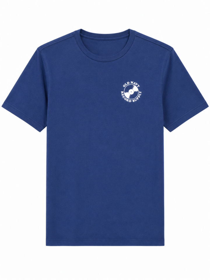 Solid Blue Short-Sleeve Crewneck T-Shirt with Left Chest Logo
