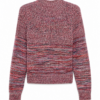 Marled Red Crew Neck Knit Sweater with Drop Shoulders