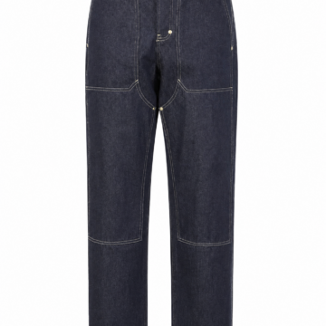 Dark Indigo Straight Relaxed Fit Jeans with Contrast Stitching