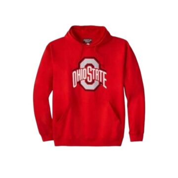 Red Solid Pullover Hoodie with Contrast Chest Graphic