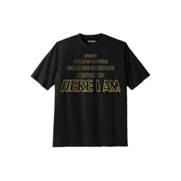 Black Relaxed Fit Graphic T-Shirt with Gold Text