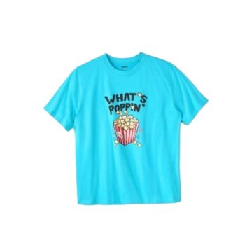 Cyan Popcorn Graphic Tee with Crew Neck