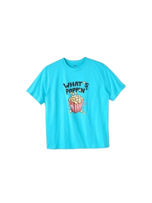 Cyan Popcorn Graphic Tee with Crew Neck